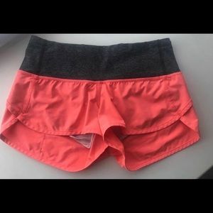 Lululemon Coral/Pink Run Time Shorts